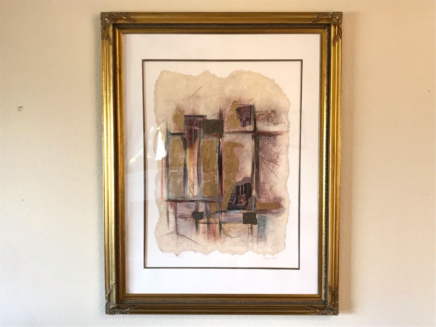 JUST ADDED - Lauren Paul Monoprint/Monotype Titled 'Ancient Times II' Edition 1 Of 1 - Large 43 X 55 - FRE [Photo 1]