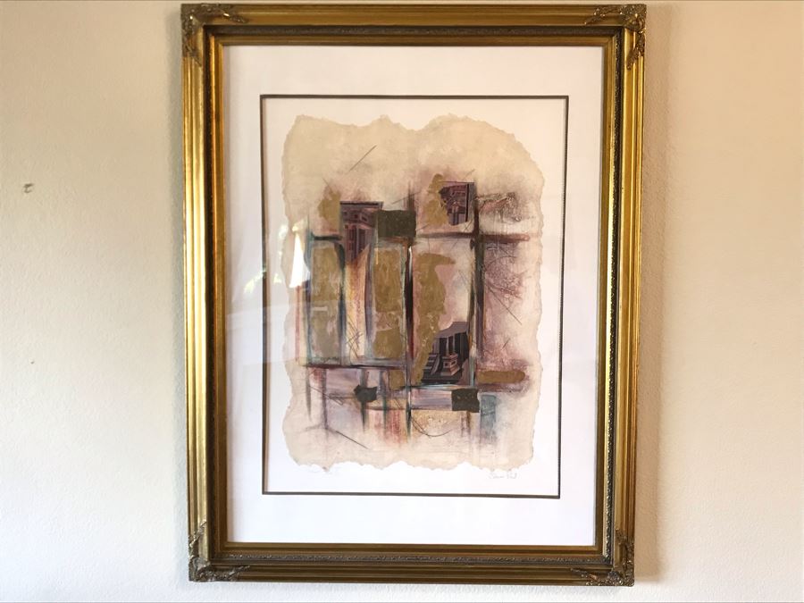 JUST ADDED - Lauren Paul Monoprint/Monotype Titled 'Ancient Times II' Edition 1 Of 1 - Large 43 X 55 - FRE [Photo 2]