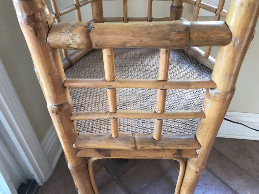 JUST ADDED - Vintage Bamboo Side Table With Glass Top - FRE [Photo 4]