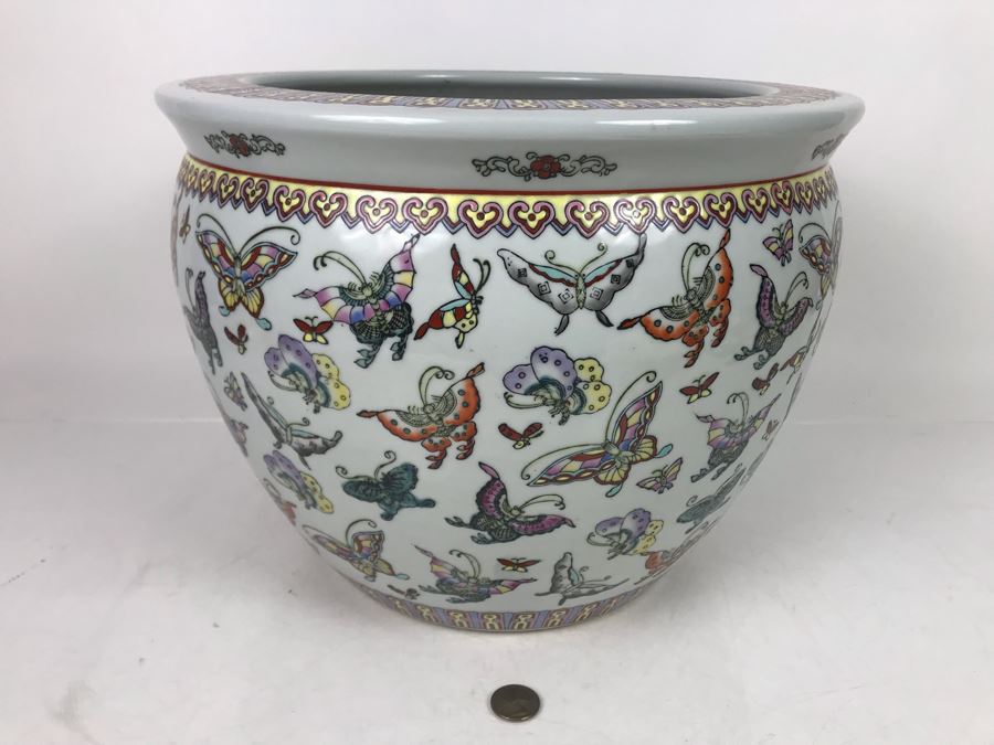JUST ADDED - Chinese Fish Bowl Planter 11H X 14W - FRE