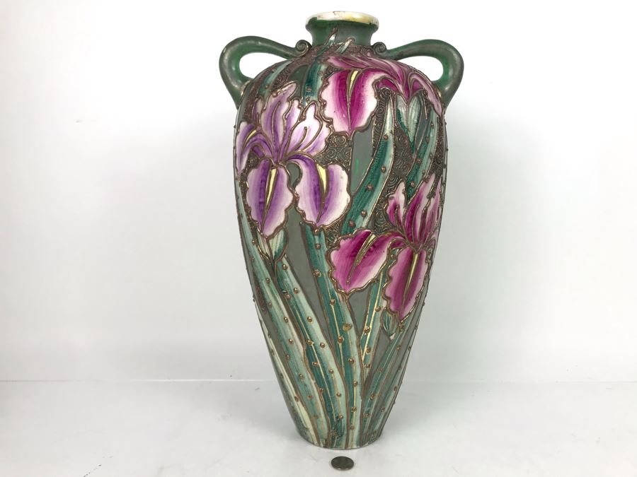 JUST ADDED - Stunning Art Nouveau Signed Vase 18H - FRE