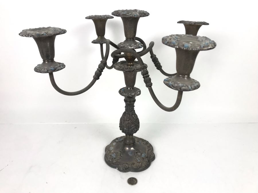 JUST ADDED - Vintage Silverplate Candelabra 15H - FRE [Photo 2]