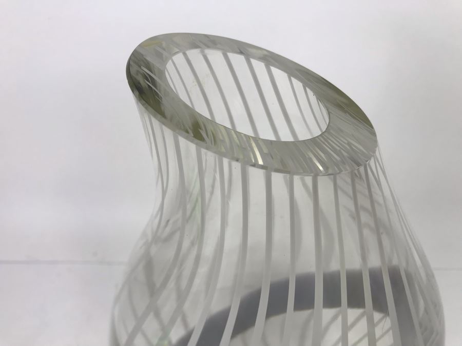 JUST ADDED - Vintage Signed Livio Seguso Striped Murano Art Glass Vase 13.5H - Retails $775 - FRE [Photo 4]