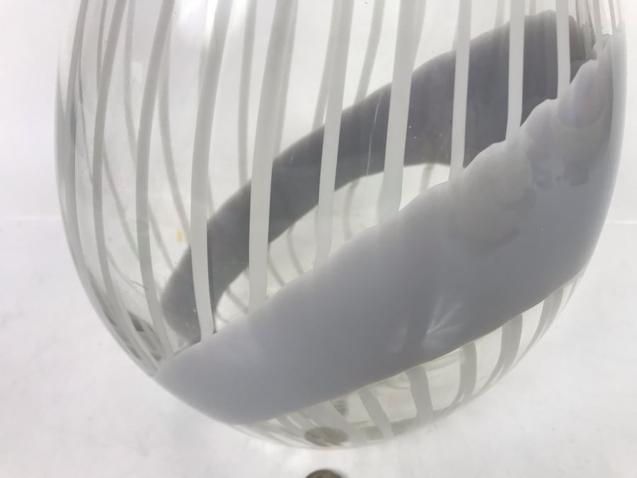 JUST ADDED - Vintage Signed Livio Seguso Striped Murano Art Glass Vase 13.5H - Retails $775 - FRE [Photo 5]