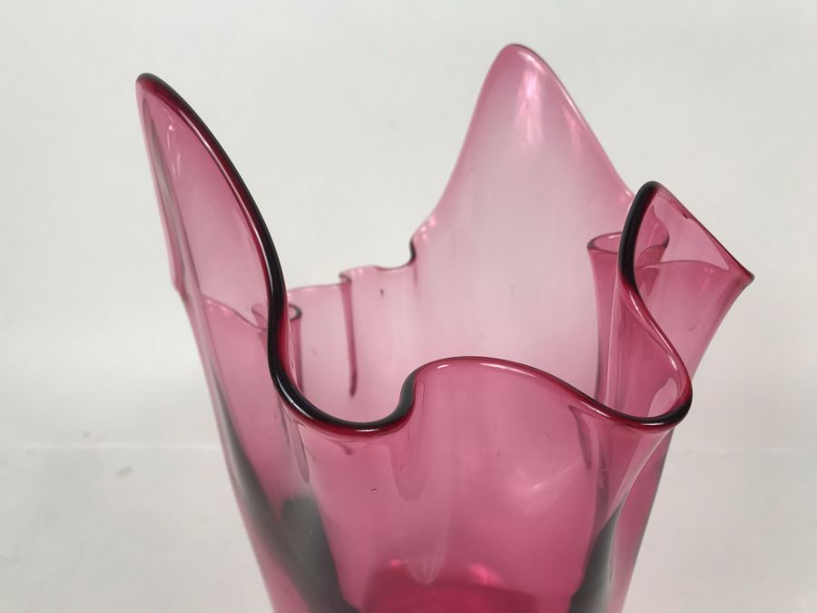 JUST ADDED - Vintage Pink Murano Art Glass Vase 9.5H - FRE [Photo 5]