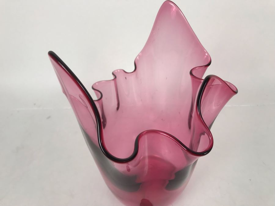 JUST ADDED - Vintage Pink Murano Art Glass Vase 9.5H - FRE [Photo 4]