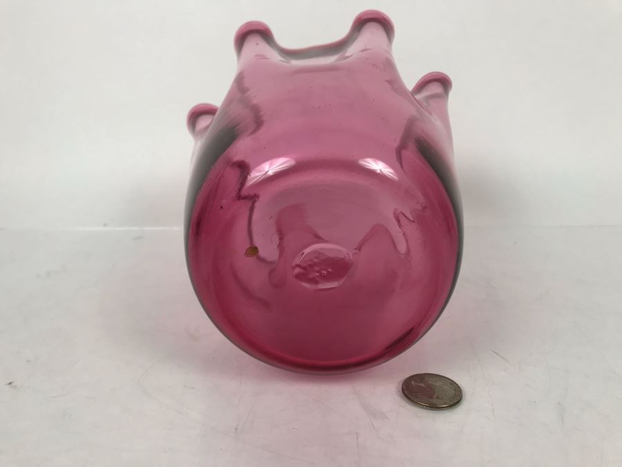 JUST ADDED - Vintage Pink Murano Art Glass Vase 9.5H - FRE [Photo 7]
