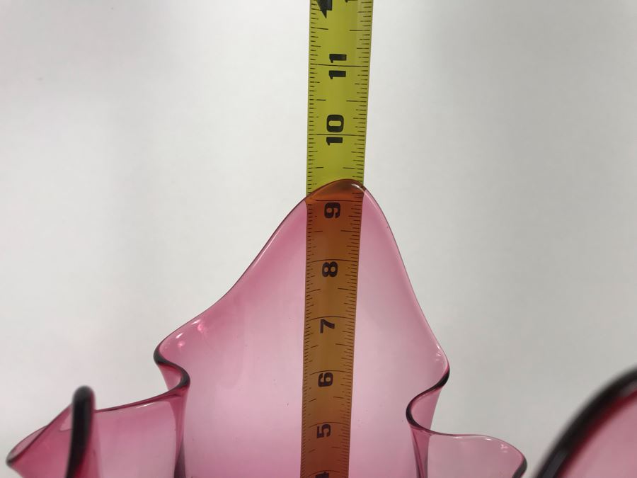 JUST ADDED - Vintage Pink Murano Art Glass Vase 9.5H - FRE [Photo 8]