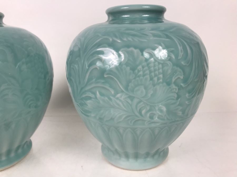 JUST ADDED - Pair Of Signed Vases 9.5H - FRE [Photo 2]