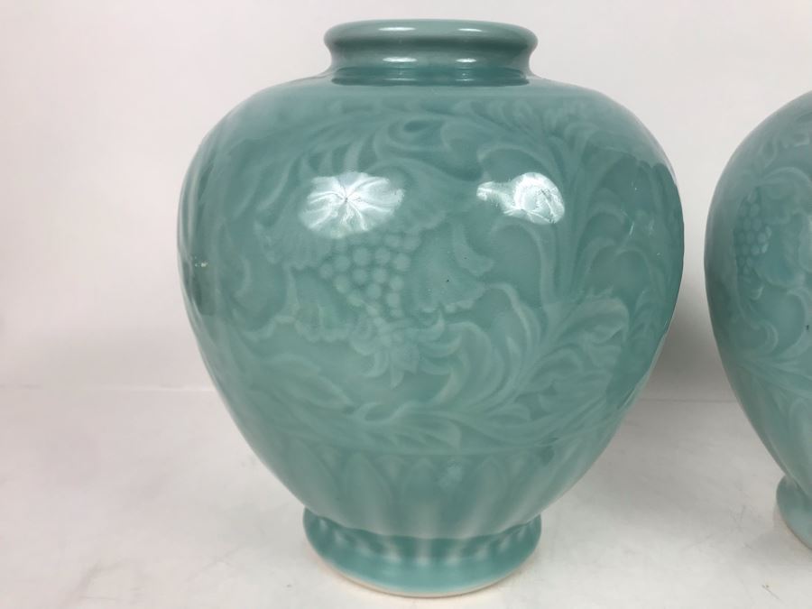 JUST ADDED - Pair Of Signed Vases 9.5H - FRE [Photo 4]