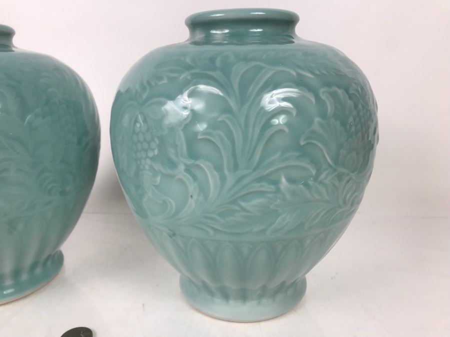 JUST ADDED - Pair Of Signed Vases 9.5H - FRE [Photo 5]