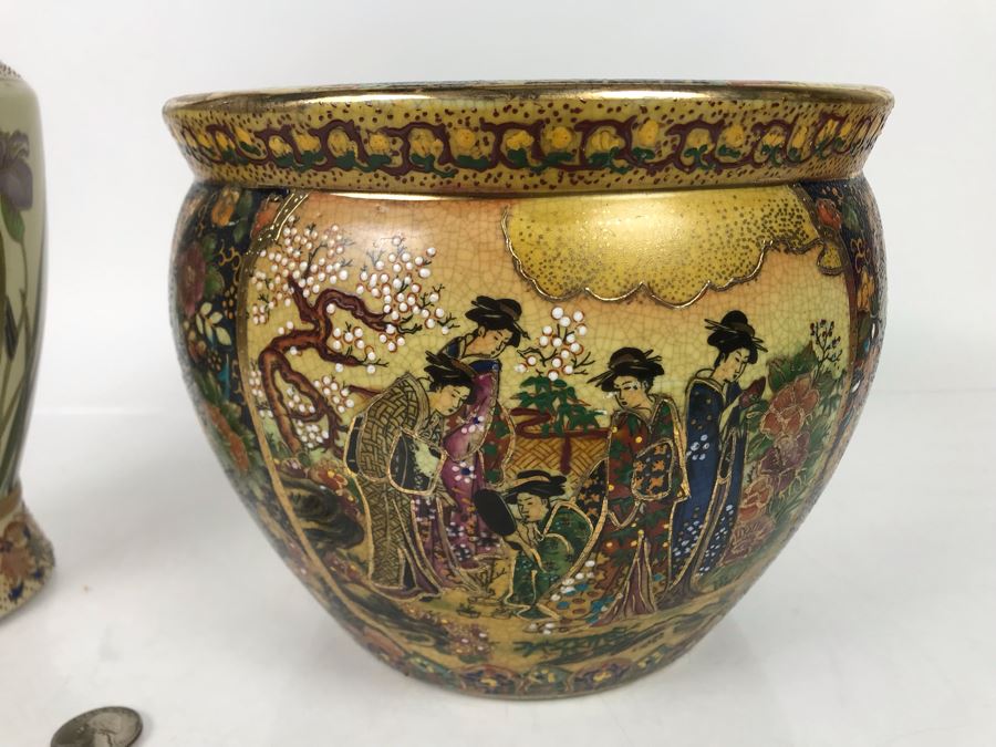 JUST ADDED - Asian Vase 12H And Flower Pot - FRE [Photo 3]