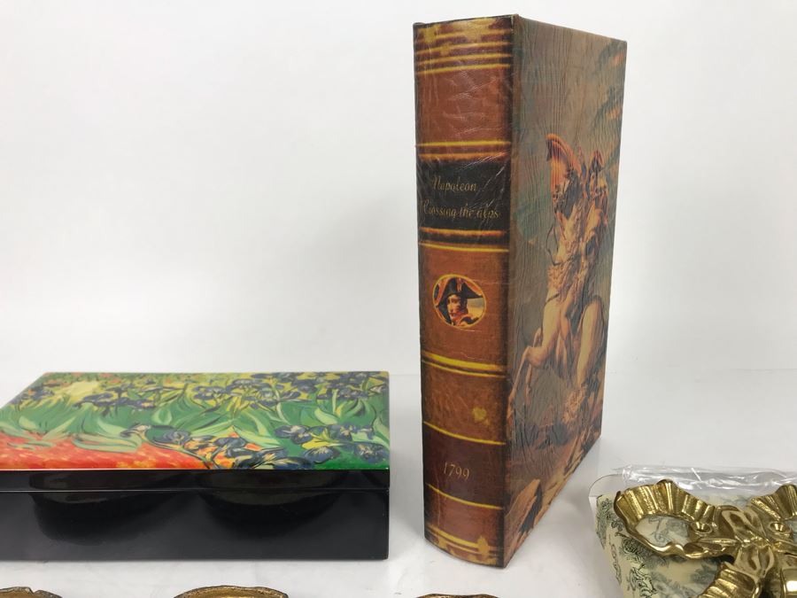 JUST ADDED - Faux Book Safe, Brass Wall Bow Wall Hangers, Vietnamese Box Homage To Van Gogh And Florence Italy Box And Drink Coasters - FRE [Photo 4]
