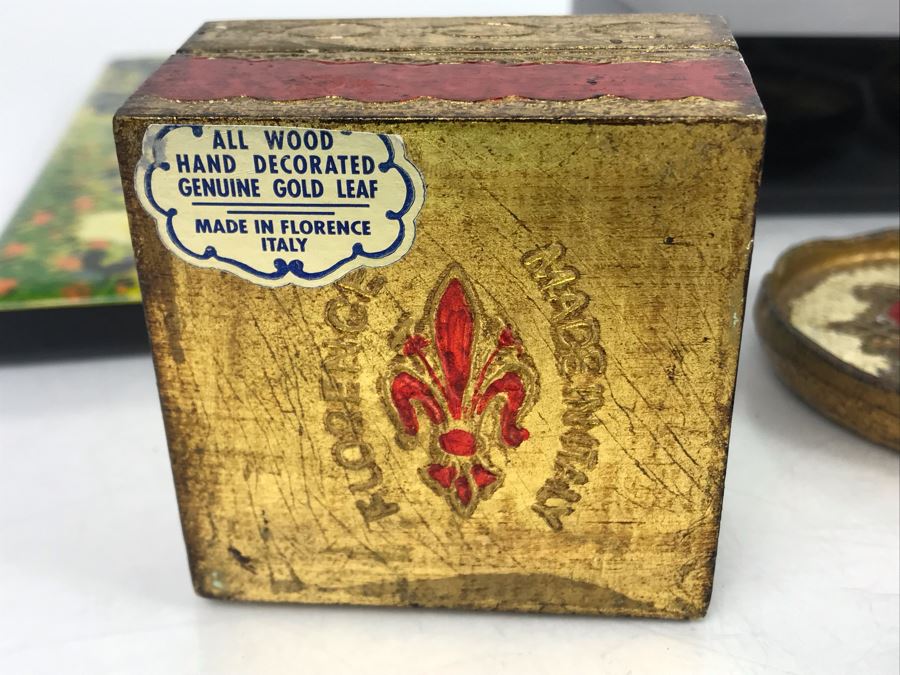 JUST ADDED - Faux Book Safe, Brass Wall Bow Wall Hangers, Vietnamese Box Homage To Van Gogh And Florence Italy Box And Drink Coasters - FRE [Photo 16]