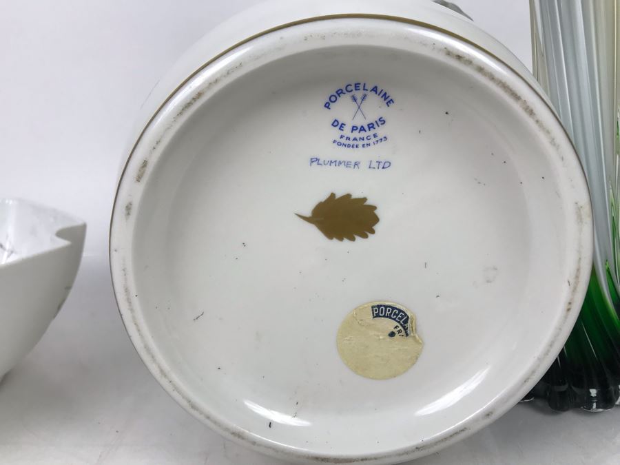 JUST ADDED - Porcelaine De Paris French Porcelain Plummer Ltd Flower Pot 7R, Karlsbad BBD Bowl And Art Glass Vase 12H - FRE [Photo 6]
