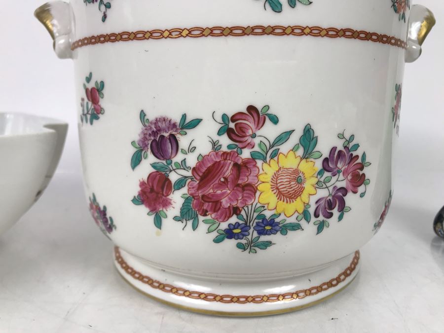 JUST ADDED - Porcelaine De Paris French Porcelain Plummer Ltd Flower Pot 7R, Karlsbad BBD Bowl And Art Glass Vase 12H - FRE [Photo 4]