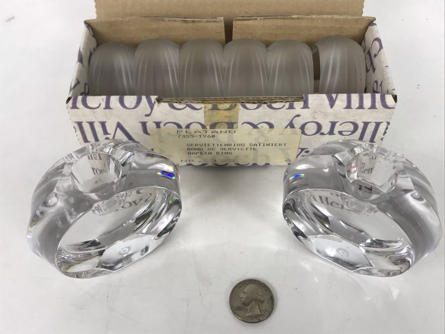 JUST ADDED - Villeroy & Bach Crystal Candle Holders And (6) Villeroy & Bach Crystal Napkin Rings - FRE [Photo 1]