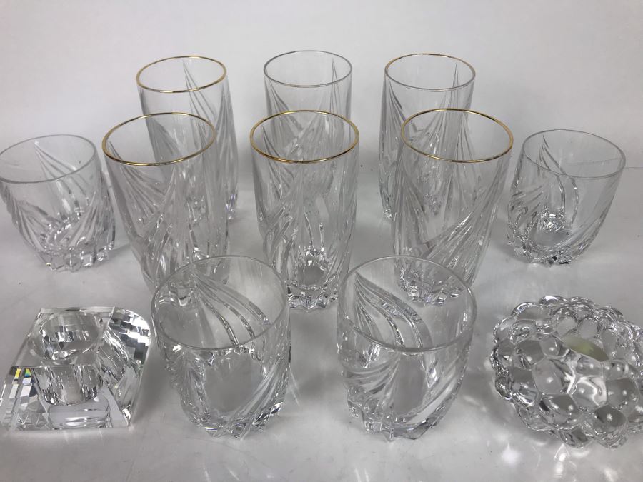 JUST ADDED - (10) Lenox Crystal Glasses, Signed Oleg Cassini Crystal Candle Holder And Signed Orrefors Sweden Candle Holder - FRE [Photo 3]