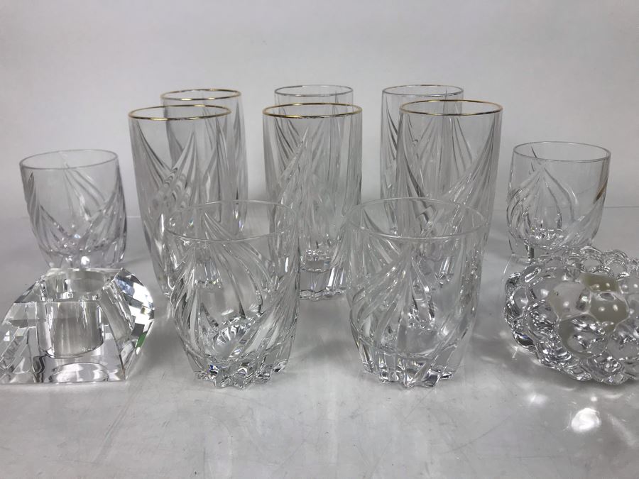 JUST ADDED - (10) Lenox Crystal Glasses, Signed Oleg Cassini Crystal Candle Holder And Signed Orrefors Sweden Candle Holder - FRE [Photo 8]