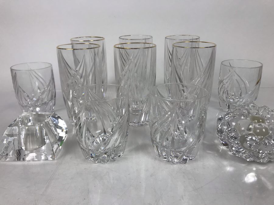 JUST ADDED - (10) Lenox Crystal Glasses, Signed Oleg Cassini Crystal Candle Holder And Signed Orrefors Sweden Candle Holder - FRE [Photo 7]