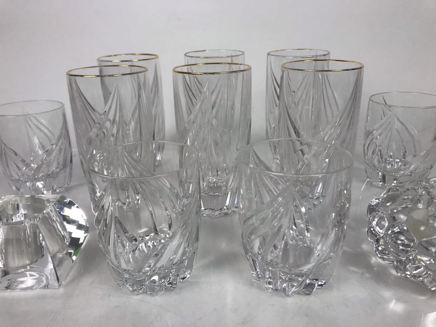 JUST ADDED - (10) Lenox Crystal Glasses, Signed Oleg Cassini Crystal Candle Holder And Signed Orrefors Sweden Candle Holder - FRE [Photo 5]