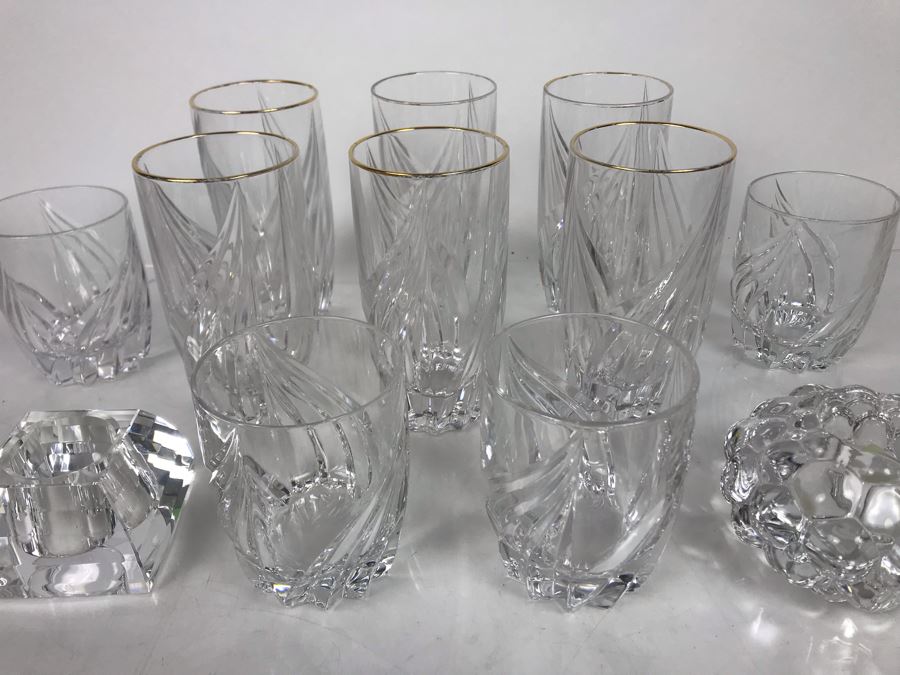 JUST ADDED - (10) Lenox Crystal Glasses, Signed Oleg Cassini Crystal Candle Holder And Signed Orrefors Sweden Candle Holder - FRE [Photo 4]