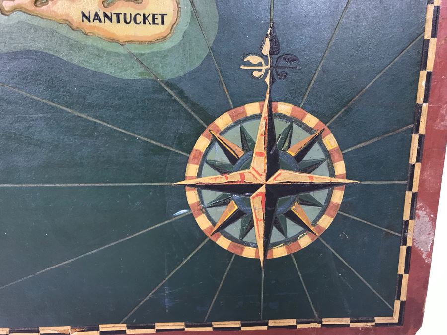 JUST ADDED - Hand Painted Vintage Map Of Cape Cod & Vicinity On Board 23 X 23 [Photo 10]