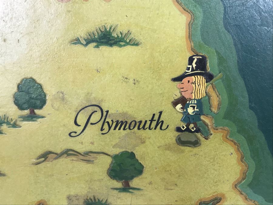 JUST ADDED - Hand Painted Vintage Map Of Cape Cod & Vicinity On Board 23 X 23 [Photo 7]