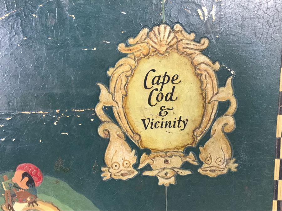 JUST ADDED - Hand Painted Vintage Map Of Cape Cod & Vicinity On Board 23 X 23 [Photo 4]