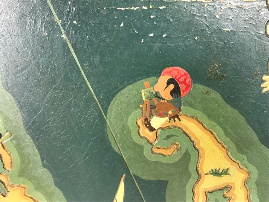 JUST ADDED - Hand Painted Vintage Map Of Cape Cod & Vicinity On Board 23 X 23 [Photo 6]