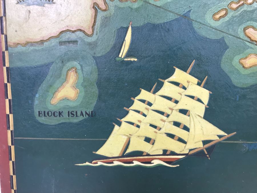 JUST ADDED - Hand Painted Vintage Map Of Cape Cod & Vicinity On Board 23 X 23 [Photo 11]