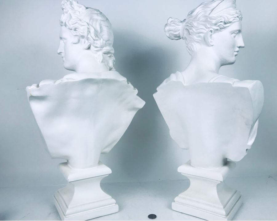 JUST ADDED - Large Pair Of Plaster Bust Roman Statues 24H - FRE [Photo 2]