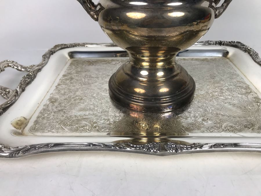 JUST ADDED - ONEIDA Silverplate Champagne Bucket And WM Rogers Silverplate Tray - FRE [Photo 4]