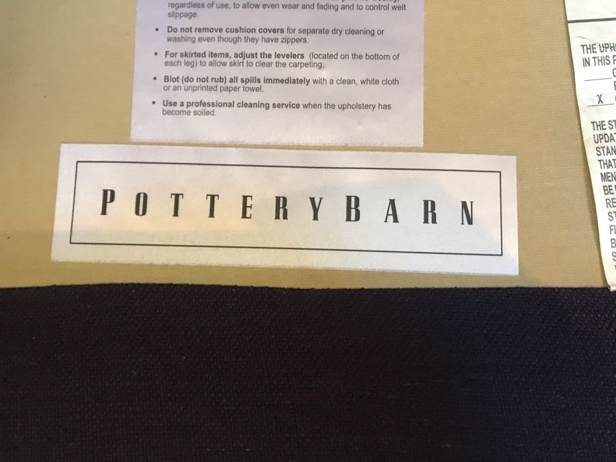 LAST MINUTE ADD - Pair Of Pottery Barn Blue Wingback Chairs With Brass Nailheads - Carlsbad Estate (CE) [Photo 9]