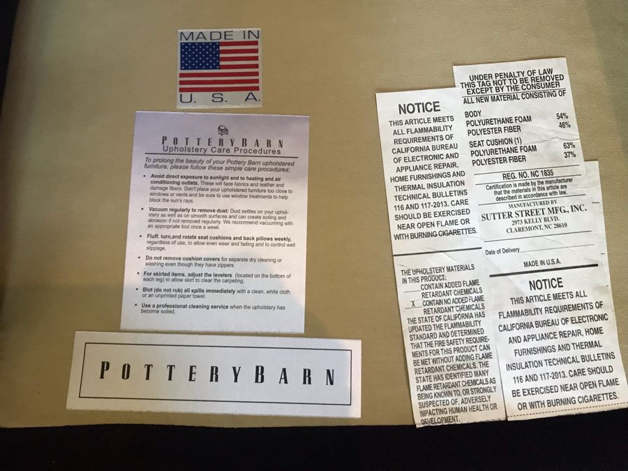 LAST MINUTE ADD - Pair Of Pottery Barn Blue Wingback Chairs With Brass Nailheads - Carlsbad Estate (CE) [Photo 8]