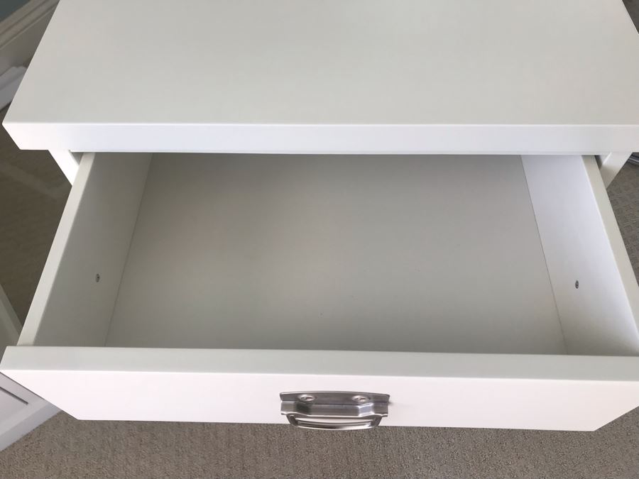 LAST MINUTE ADD - Pair Of Pottery Barn White File Cabinets 41W X 17D X 29.5H, 20.5W X 17D X 28.5H - CE [Photo 7]