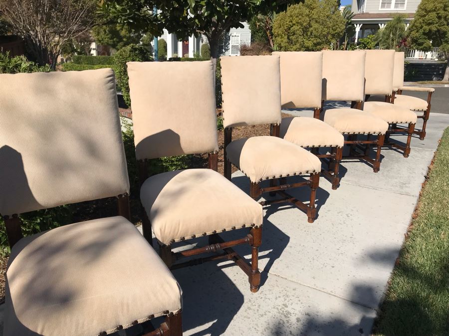 LAST MINUTE ADD - (8) Elegantly Upholstered Wooden Dining Chairs (2 Are Armchairs) - CE [Photo 4]