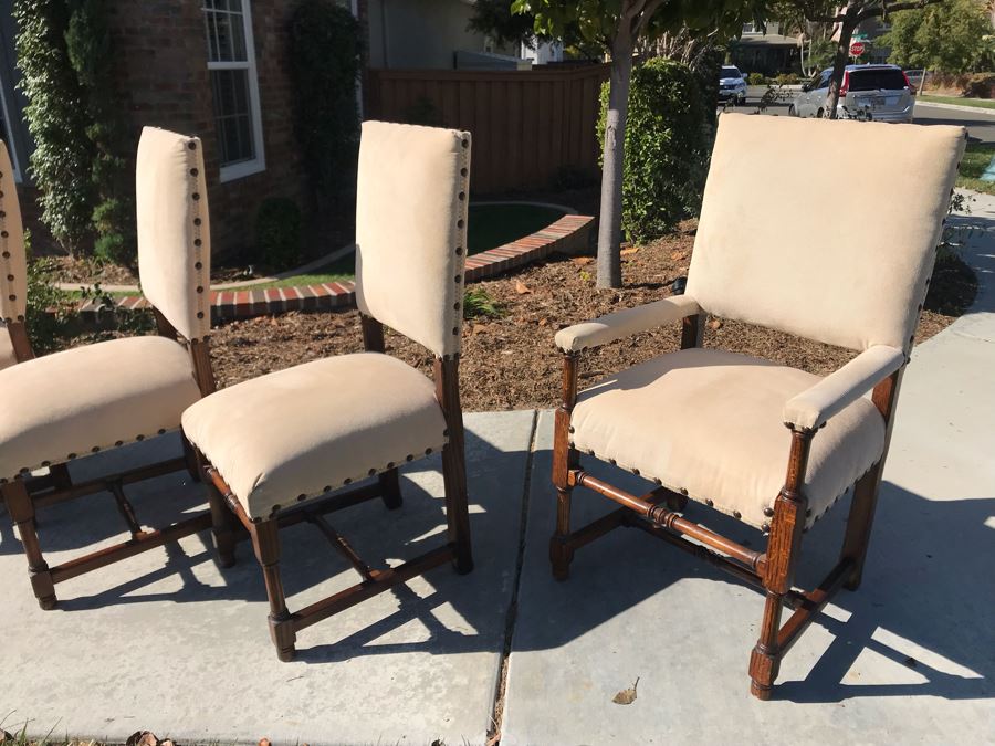 LAST MINUTE ADD - (8) Elegantly Upholstered Wooden Dining Chairs (2 Are Armchairs) - CE [Photo 8]