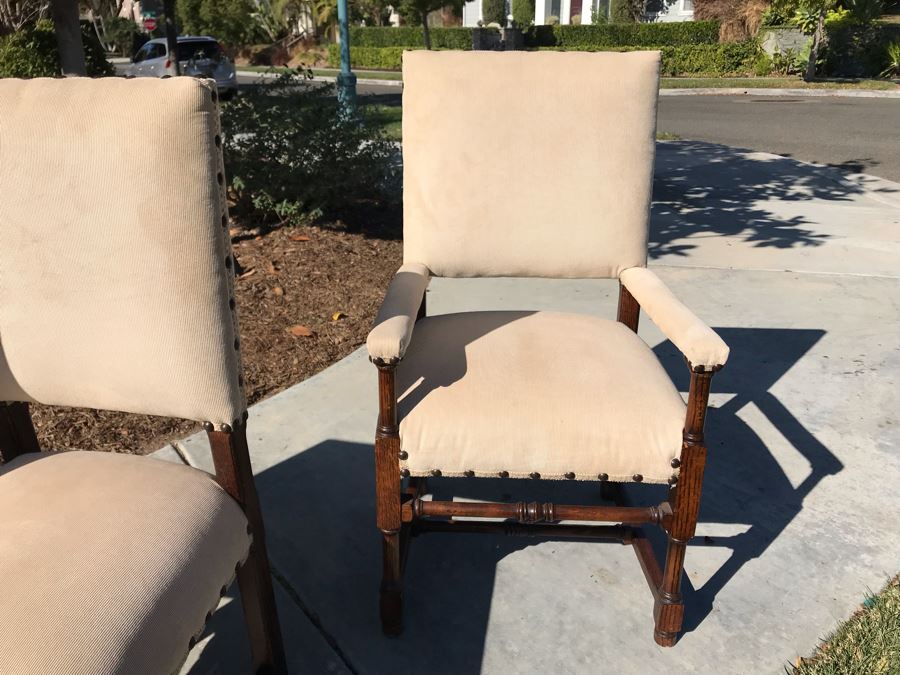 LAST MINUTE ADD - (8) Elegantly Upholstered Wooden Dining Chairs (2 Are Armchairs) - CE [Photo 6]