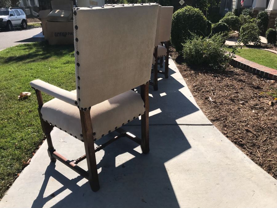 LAST MINUTE ADD - (8) Elegantly Upholstered Wooden Dining Chairs (2 Are Armchairs) - CE [Photo 9]