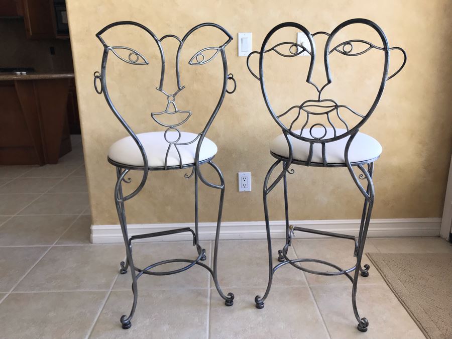 Pair Of Metal Bar Stools By Collezione Europa USA - Carlsbad Estate