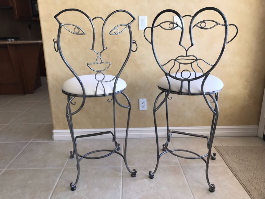 Pair Of Metal Bar Stools By Collezione Europa USA - Carlsbad Estate [Photo 2]