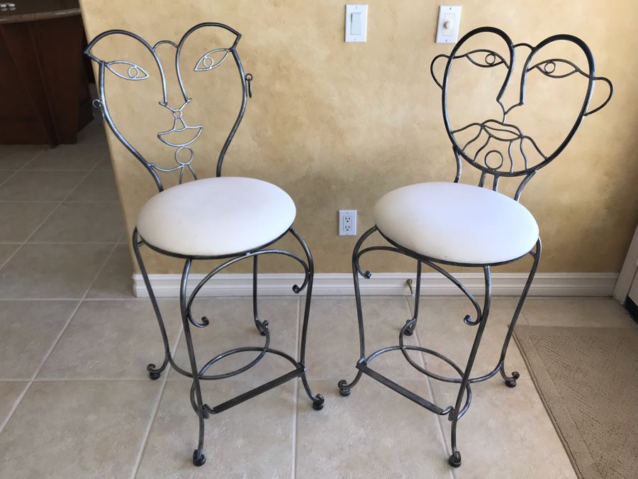 Pair Of Metal Bar Stools By Collezione Europa USA - Carlsbad Estate [Photo 6]