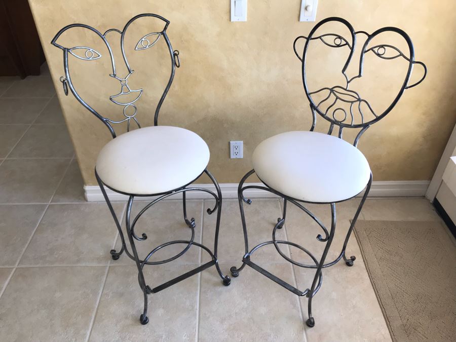 Pair Of Metal Bar Stools By Collezione Europa USA - Carlsbad Estate [Photo 7]