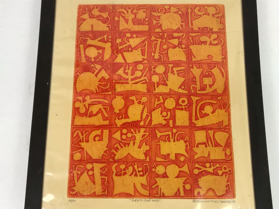 Sergio Gonzalez-Tornero (b. 1927) Chilean / American School Hand Signed 'Twenty-Four Hours' Lithograph 66 Of 100 16 X 18.5 [Photo 2]