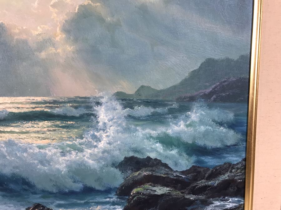 Original Oil Painting By Anton Gutknecht (1907-1988) Seascape Painting 26 X 18 [Photo 8]