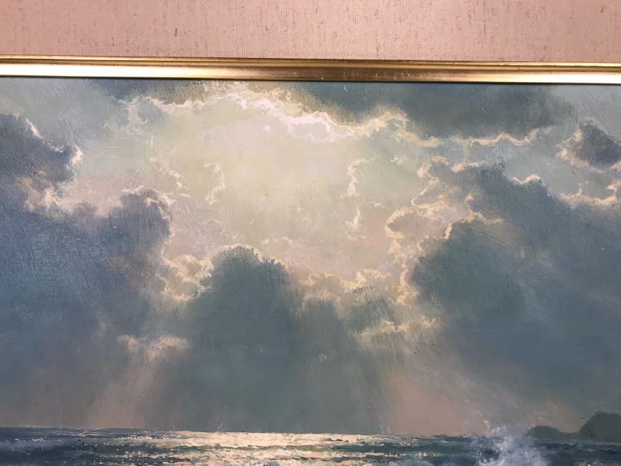 Original Oil Painting By Anton Gutknecht (1907-1988) Seascape Painting 26 X 18 [Photo 5]