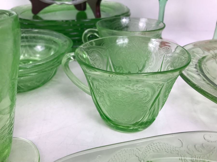 Collection Of Green Uranium Vaseline Glass