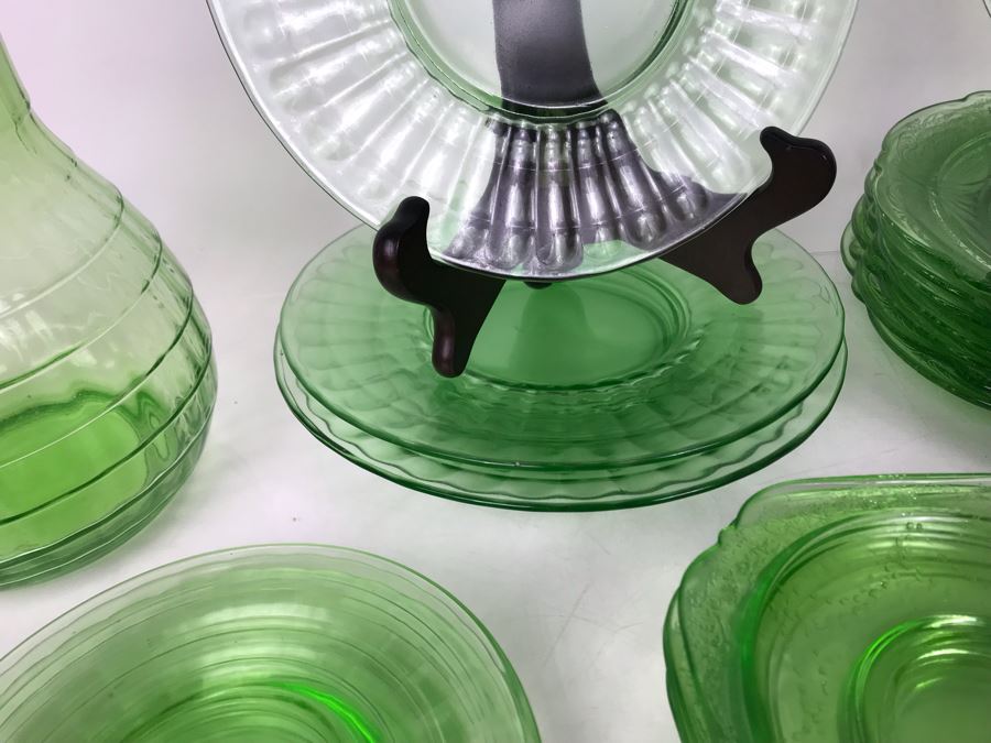 Collection Of Green Uranium Vaseline Glass [Photo 17]