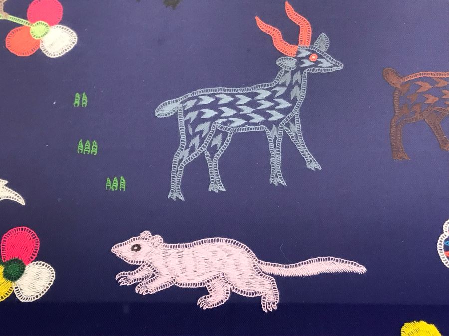 Large South American Folk Art Embroidery With Animals And Figures 52 X 43 [Photo 9]